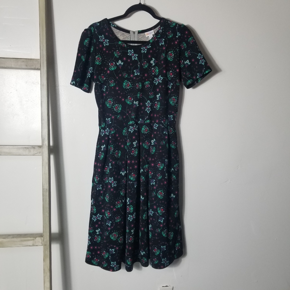 LuLaRoe Black Floral Midi Dress